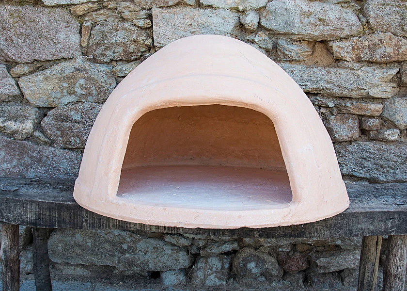 90 cm wood-fired oven set with door, flue and 3 roasting racks
