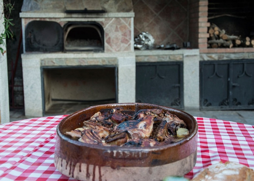 Lamb roasted in a Wood-fired oven